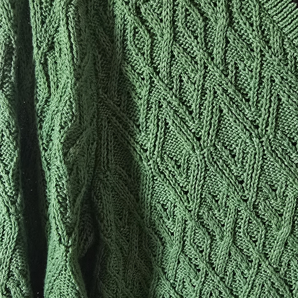 CAbi Green Cable Knit V-Neck Sweater - Picture 4 of 4